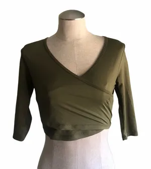 ✨ Gymshark Ballet Crop Sz Small Top In Khaki✨ thumbnail 1