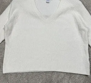 Athleta Cashmere Blend Felicity Cozy V-Neck Sweater Longsleeve Magnolia White XS thumbnail 5