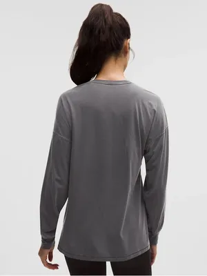 NWT Lululemon EasySet Relaxed Long-Sleeve Shirt dilute Wash graphite gray size 8 thumbnail 5