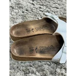 Birkis Birkenstock Sandals Womens 36 US 5 Madrid Blue Gingham Plaid Slide thumbnail 5