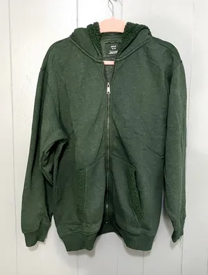 NEW Aerie Green Fleece Sherpa Soft Cozy Full Zip Loungewear Boho Hoodie M thumbnail 1