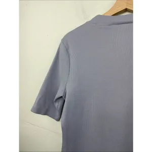 Maeve x Anthropologie Short Sleeve Ribbed Mock Neck Tee Purple Sz Large thumbnail 7