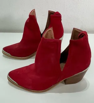 Jeffrey Campbell Cromwell Women's 9 Red Suede Leather Western Ankle Boot thumbnail 1