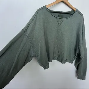 Aerie Beach Party Olive Green Cropped Crewneck Sweatshirt Size XL thumbnail 4