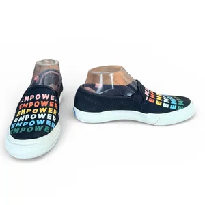 Keds Women Empower Slip On Sneakers Black Rainbow Text‎ Print Size 7.5 statement thumbnail 2