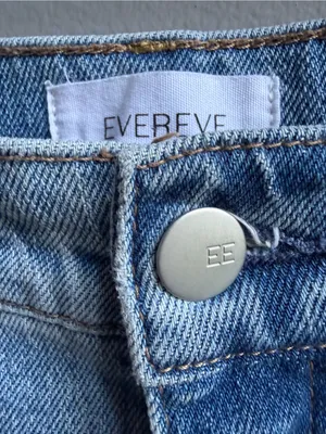 Evereve Ever Seamed Medium Blue Barrel Leg Jeans Size 30 High Rise Ankle Length thumbnail 6