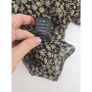 Dress Forum Top Womens L FT6532 Black Beige Floral Tie Front Sheer Crop EUC thumbnail 5