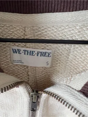 Free People We The Free I'm Yours Turtle Zip-Up in Espresso Cream Combo NWOT thumbnail 7