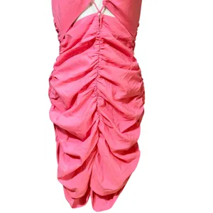 Zara Pink Ruched Halter Cutout Mini Dress Womens Size Small Bodycon Summer Party thumbnail 3