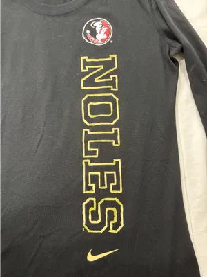 Nike Dri-FIT Florida State Seminoles Long Sleeve Shirt Black Gold NOLES Unisex thumbnail 4