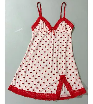 Red Pink Hearts Sheer Babydoll Slip Nightie Nightgown Lingerie Dress Size S ♥️✨ thumbnail 3