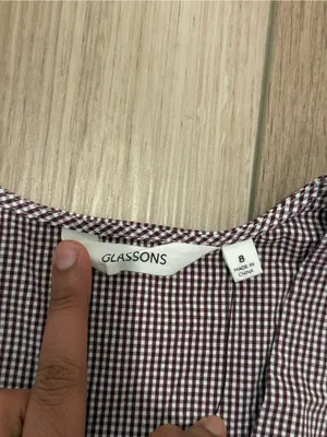 Glassons Peplum Top in Burgundy Gingham Size 8 thumbnail 4