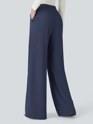 NWT Halara Flex HighWaist Body Sculpt WaistSlimming Pocket Wide Leg Pants Navy M thumbnail 2