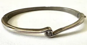 Silver tone rhinestone bangle bracelet thumbnail 1