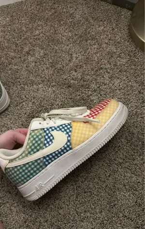 Nike Air Force 1 Gingham Pack Multicolor Sneakers Size 8 thumbnail 5