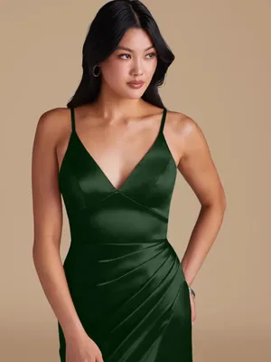 Azazie Shania Satin Bridesmaid Dress Sz 2 Eucalyptus thumbnail 14