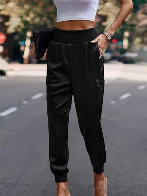Boutique Black Satin Pants thumbnail 1