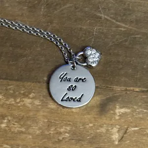 You Are So Loved Rhodium dipped pendant necklace thumbnail 4