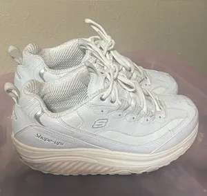 Skechers White Women's Platform Shape-Ups Sneakers size 8 casual sporty gym thumbnail 1