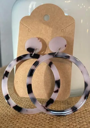 Black and white hoop, earrings, acrylic new thumbnail 1