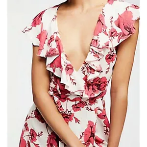 Free People French Quarter Ruffle Floral Print Mini Wrap Side Tie Dress M thumbnail 8