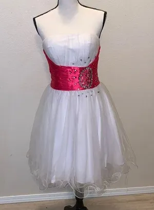May Queen Couture white short ball gown formal dress thumbnail 1