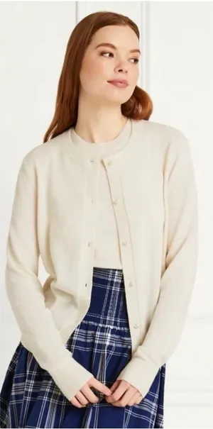 Hill House Audrey Merino Wool Cardigan Pearl Buttons Cream XS thumbnail 1