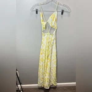 Free People Third Form Women's Yellow/White Ring Out Slip Dress Size 4‎ thumbnail 4