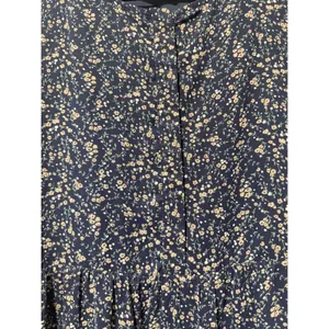 Bohme Navy Blue Floral Tiered Midi Dress Long Sleeve Smocked Cuffs Womens Size M thumbnail 8