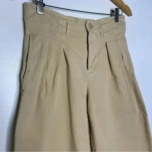 Maeve Anthropologie High-Waisted Wide-Leg Culottes Pants Khaki Crop Size 2 thumbnail 5