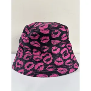 Betsey Johnson Luv Hot Pink Lipstick Reversible Bucket Hat thumbnail 2