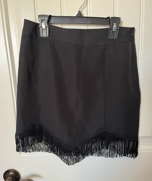 Altar'd State Black Fringe Hem Skirt thumbnail 1