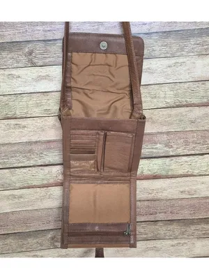 Brown Genuine Leather Crossbody Organizer Purse Bag TEXAS Star Adjustable Strap thumbnail 8