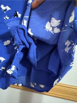Abercrombie & Fitch Royal Blue Floral Button-Down Shirt Dress Size XS thumbnail 6