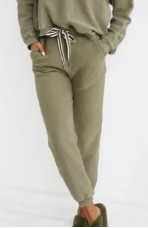 aerie Ribbed Olive Green Corded Drawstring Jogger Sweatpants XS thumbnail 1