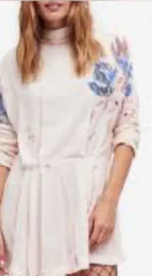 NWT Free People Floral Mini Coastal Cowgirl Dress Small Boho-Chic Coquette Gauzy thumbnail 1