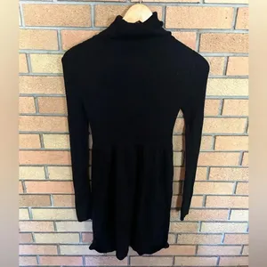 DAISY FUENTES Turtleneck Sweater Dress Ribbed Knit Long Sleeve Black Size Small thumbnail 2