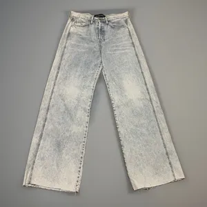 Veronica Beard Taylor Relaxed Wide Leg Pale Stone Jeans High Rise Raw Hem Sz 29 thumbnail 2