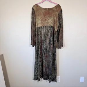 Vintage Classique Brown Animal Print Maxi Dress Womens M Long Sleeve Rayon Boho thumbnail 5