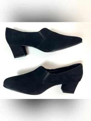 Karen Scott Riley Black Suede Leather Square Toe Block Heel Pumps Size 10M thumbnail 5