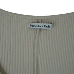 Abercrombie & Fitch‎ Ribbed Fitted Cream 90s Tshirt Dress Size MT thumbnail 2