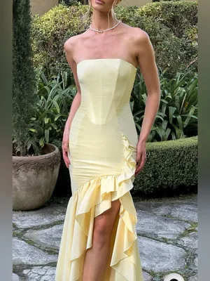 Babyboo NWT Women Small Angelina Maxi Dress in Lemon Princess Coquette Wedding thumbnail 2