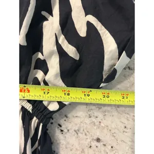 World Market Black White Boho Print Wide Leg Jumpsuit V-Neck Short Sleeve Pocket thumbnail 10