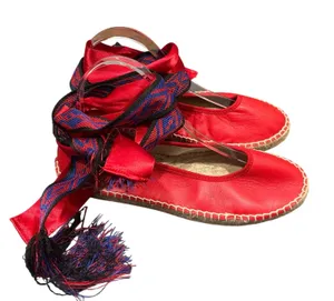 Free People Maya Red Leather Espadrille with Ribbon Ankle Ties - size 39, US 8.5 thumbnail 1