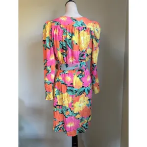 Jens Pirate Booty Floral ambrosia Mini Dress Pink Yellow Orange Small boho‎ Y2K thumbnail 5
