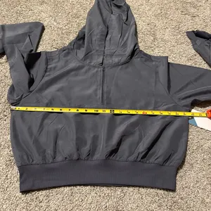 Soffe Women's Hooded Half-Zip jacket- Charcoal Gray thumbnail 6