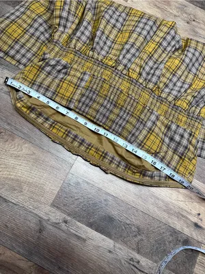 Maeve (Anthropologie)Yellow Plaid Strapless Sundress with Ruffle Front thumbnail 4