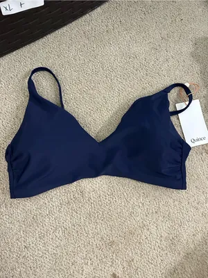 NWT Quince Italian V-Neck Bikini Top navy medium thumbnail 2