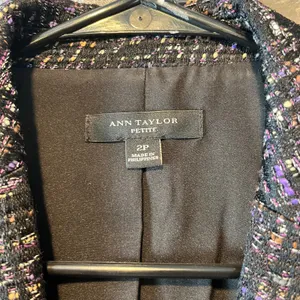 Ann Taylor Tweed Blazer Size 2P‎ Black Melange Peplum Suit Jacket Wool Blend thumbnail 7