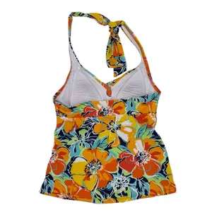 Lands' End Women's Halter Neck Tankini Swim Top Size 4 Multicolor Floral Print thumbnail 2